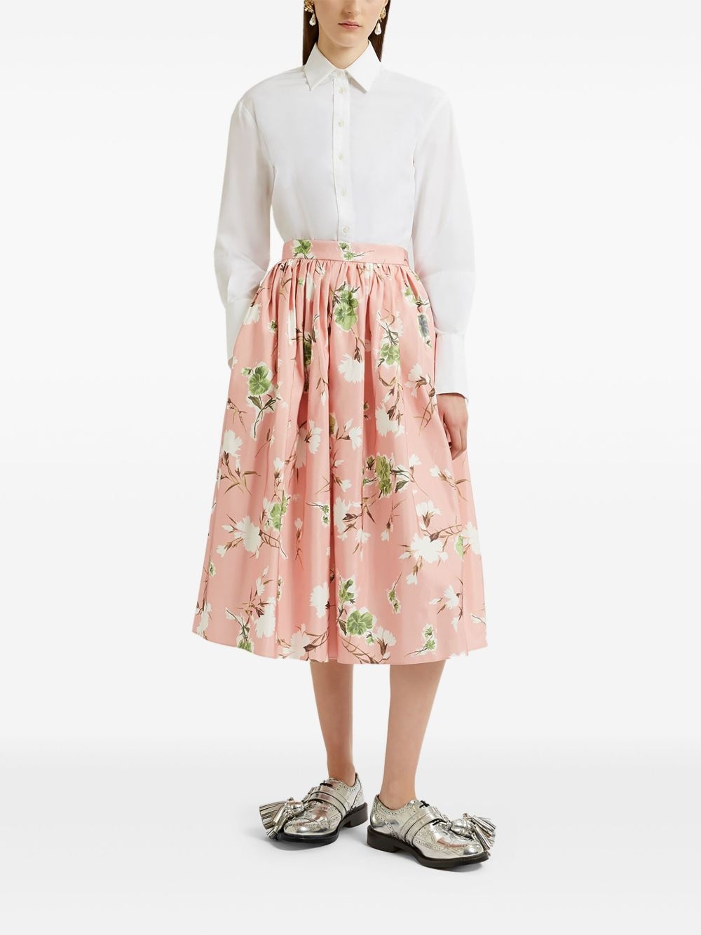 floral-print midi skirt - 2