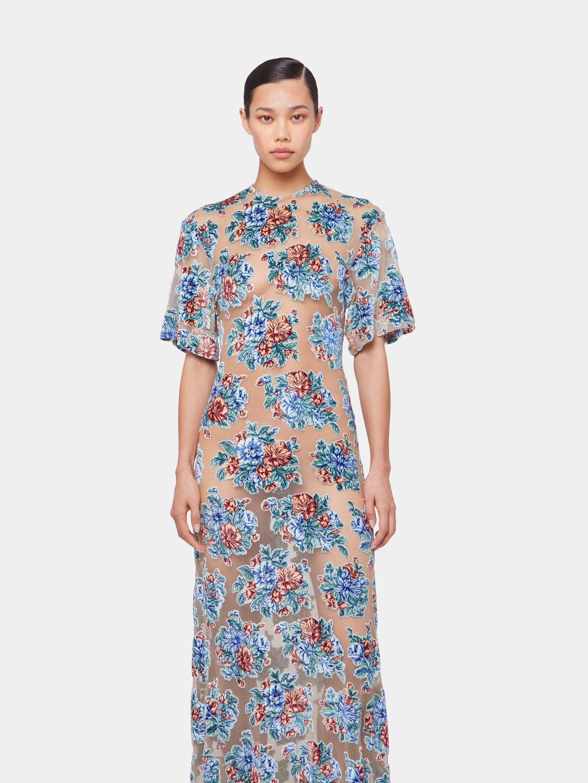 LONG DRESS IN FLORAL JACQUARD - 4