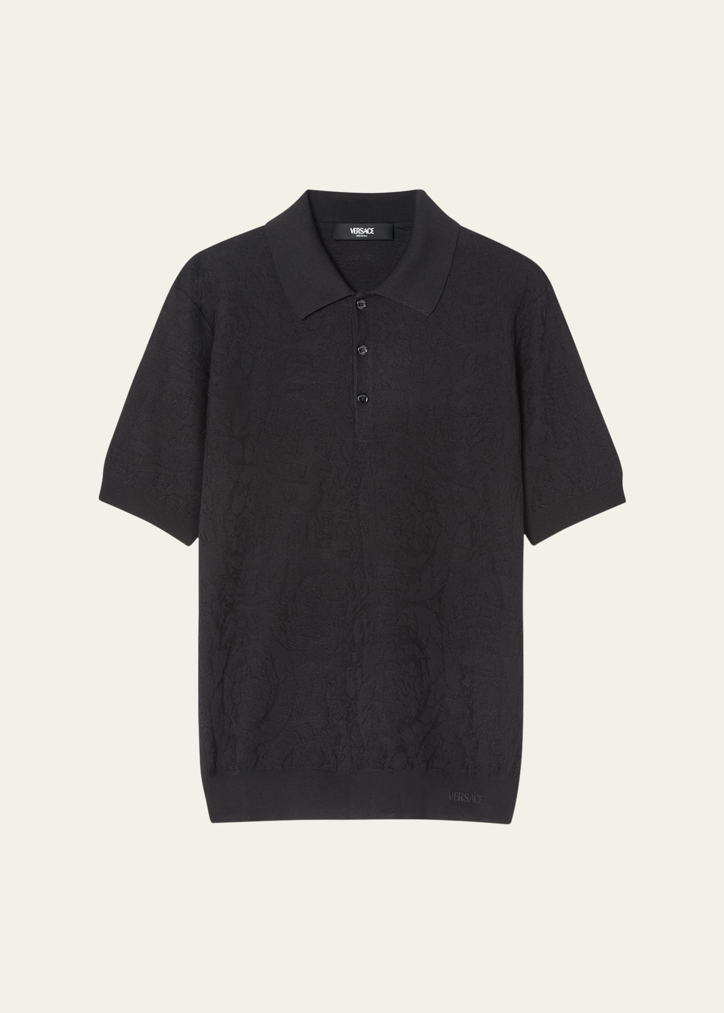 Men's Tonal Barocco Knit Polo Shirt - 1