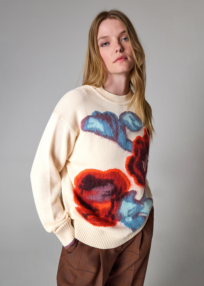 Women's Cream 'Hazy Floral' Oversized Sweater 3