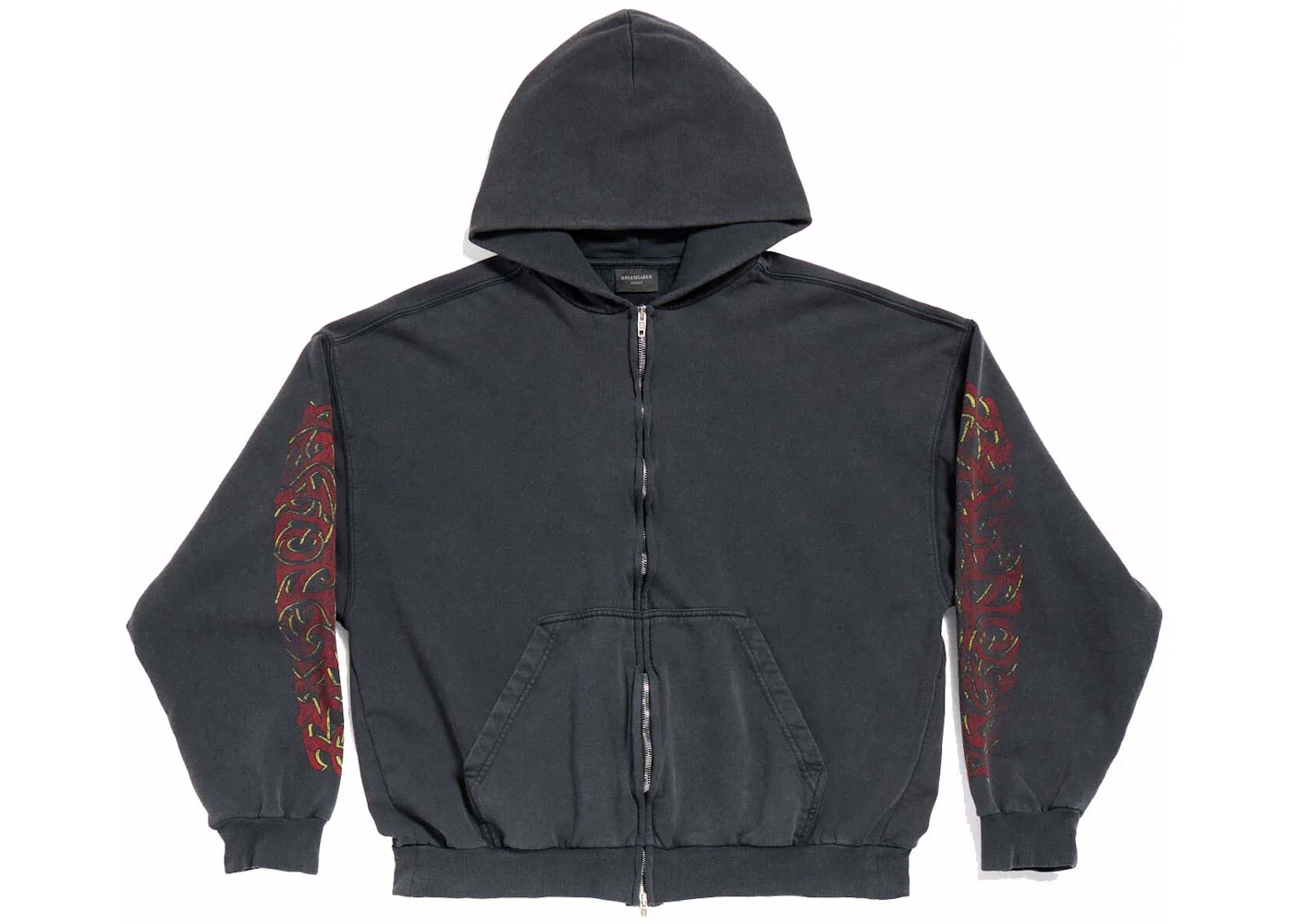 Balenciaga Offshore Zip-Up Hoodie Medium Fit Black Faded - 1