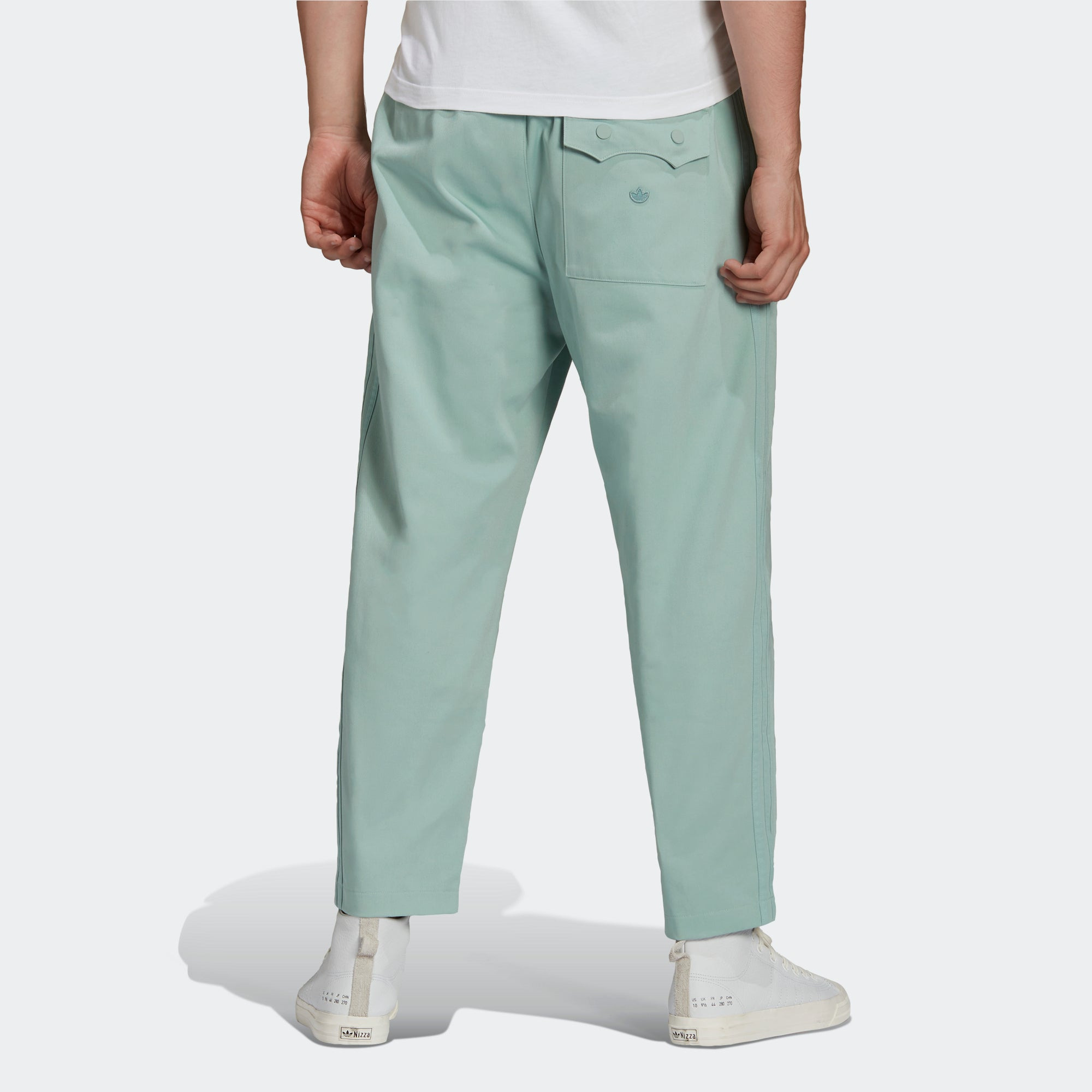 Men's adidas originals C Twill Pant Side Stripe Loose Sports Pants/Trousers/Joggers Light Blue HC860 - 3