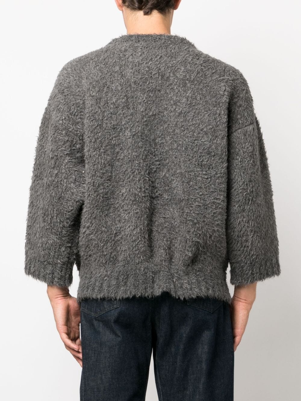 brushed-effect knitted drawstring jumper - 4