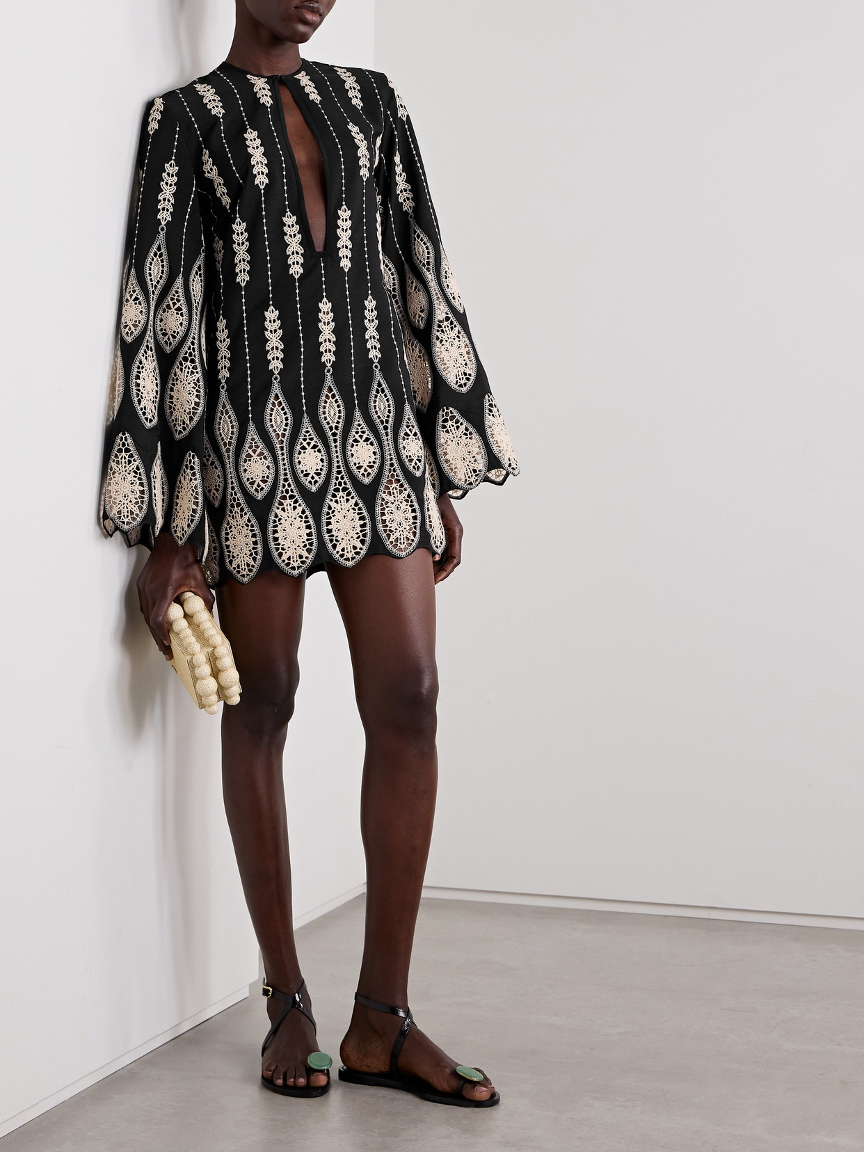 Vision Seeking Crochet-trimmed Crepe Mini Dress - 2