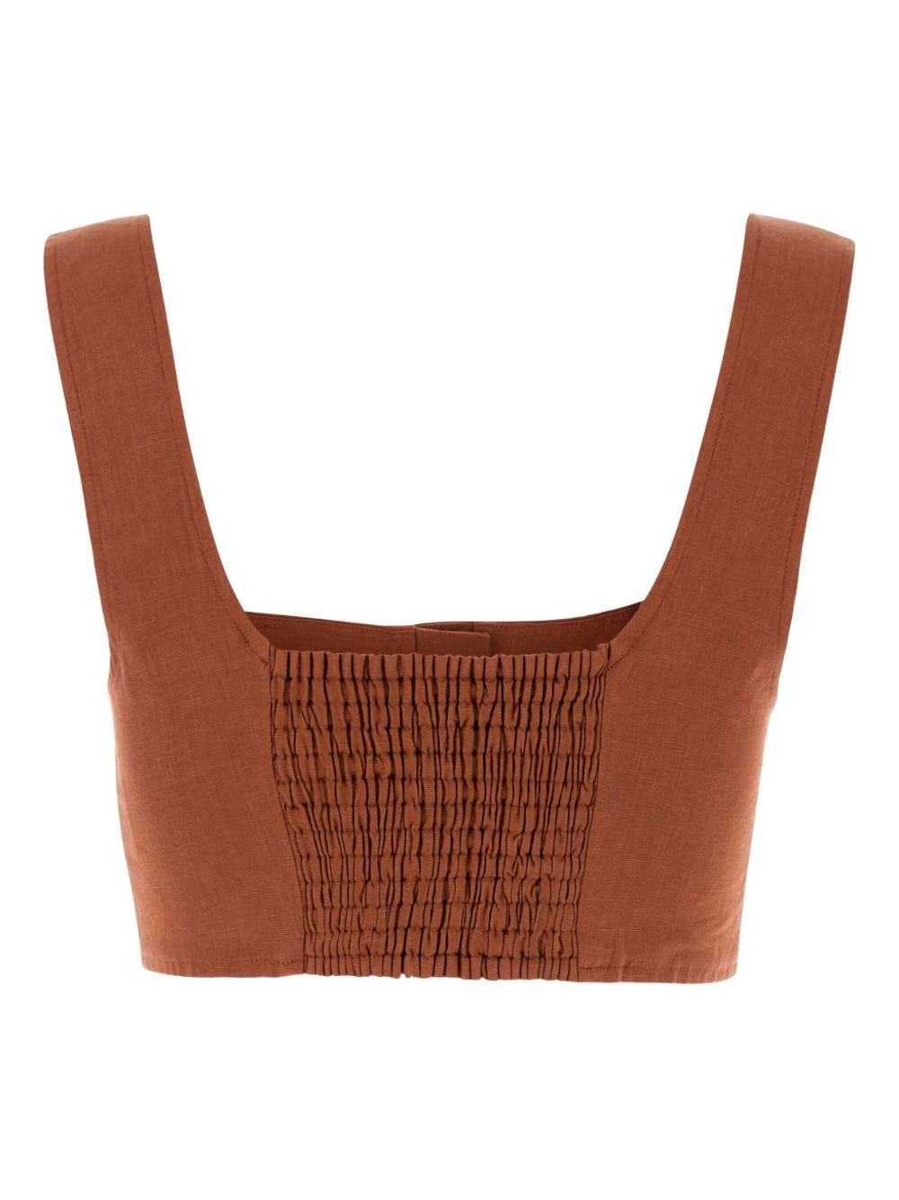 square-neck linen top - 2