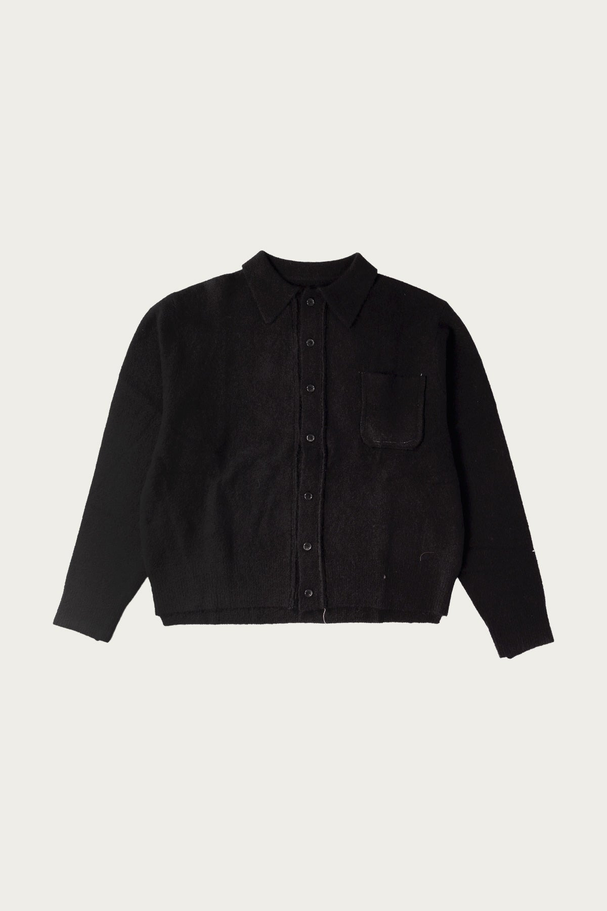 Hairy Cardigan - Black Alpaca Wool - 1
