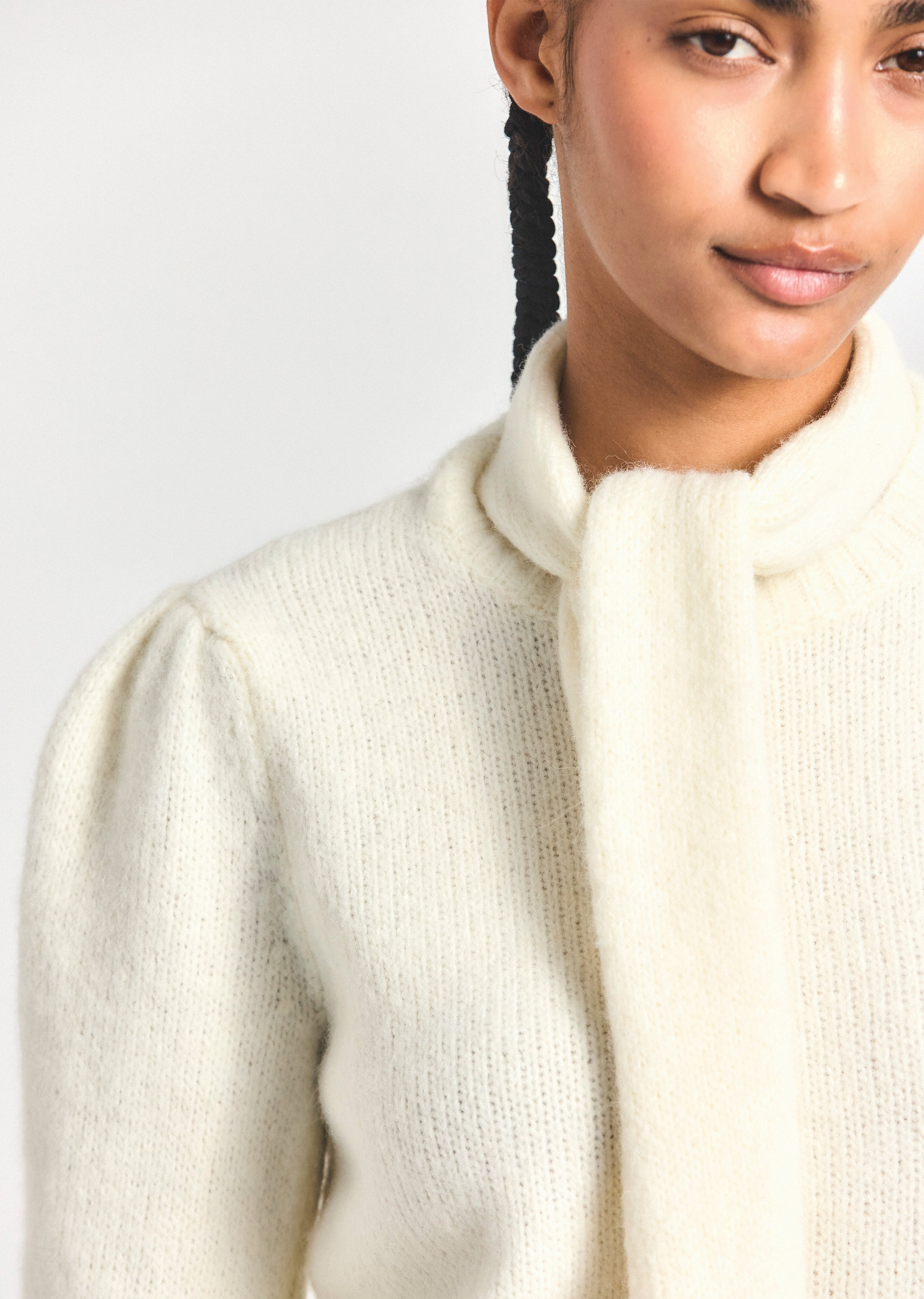 LEILANI PLUSH KNIT TIE NECK SWEATER - 2