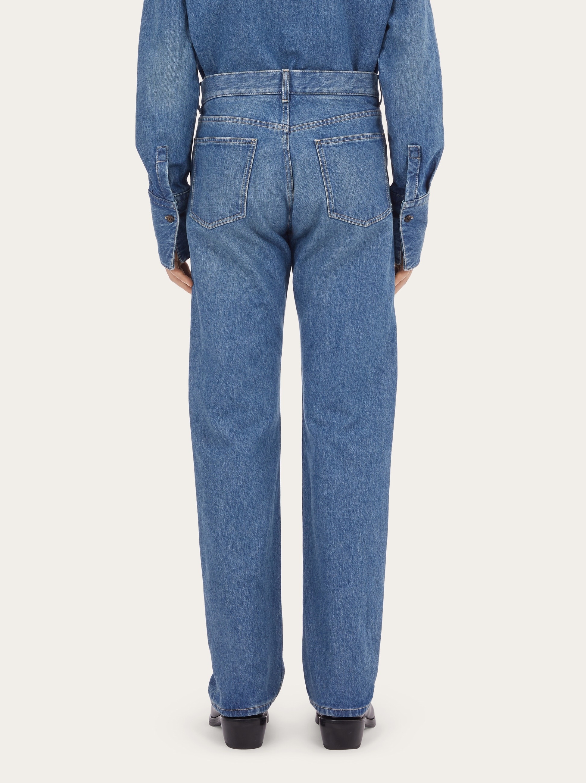 5 pocket washed denim trouser - 3