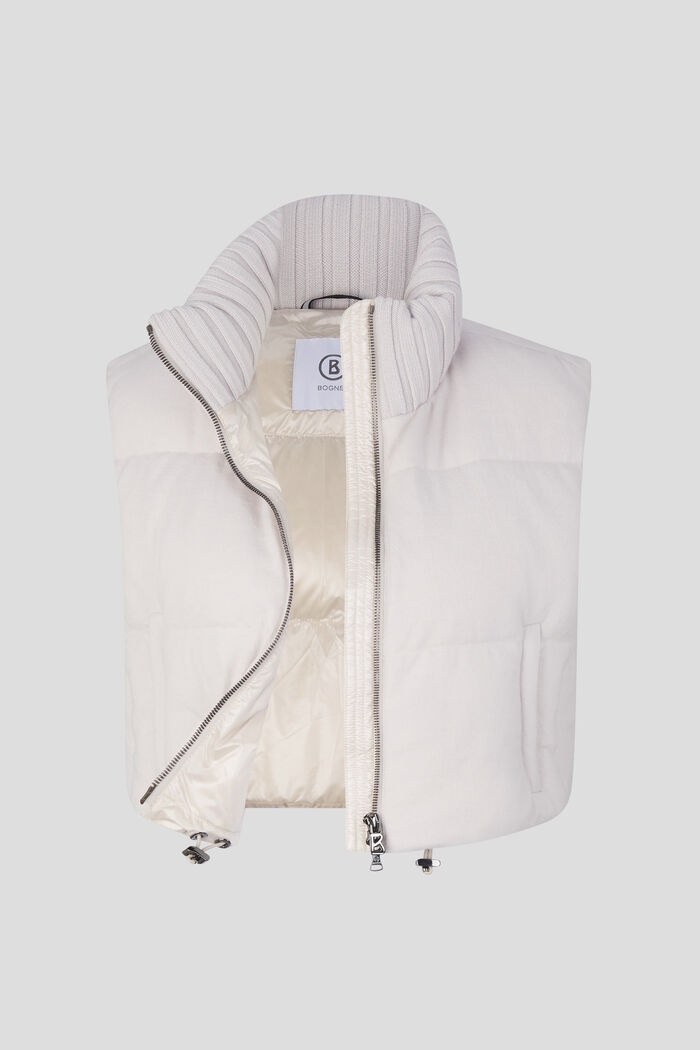 Miani Pure new wool and down waistcoat in Cream - 6