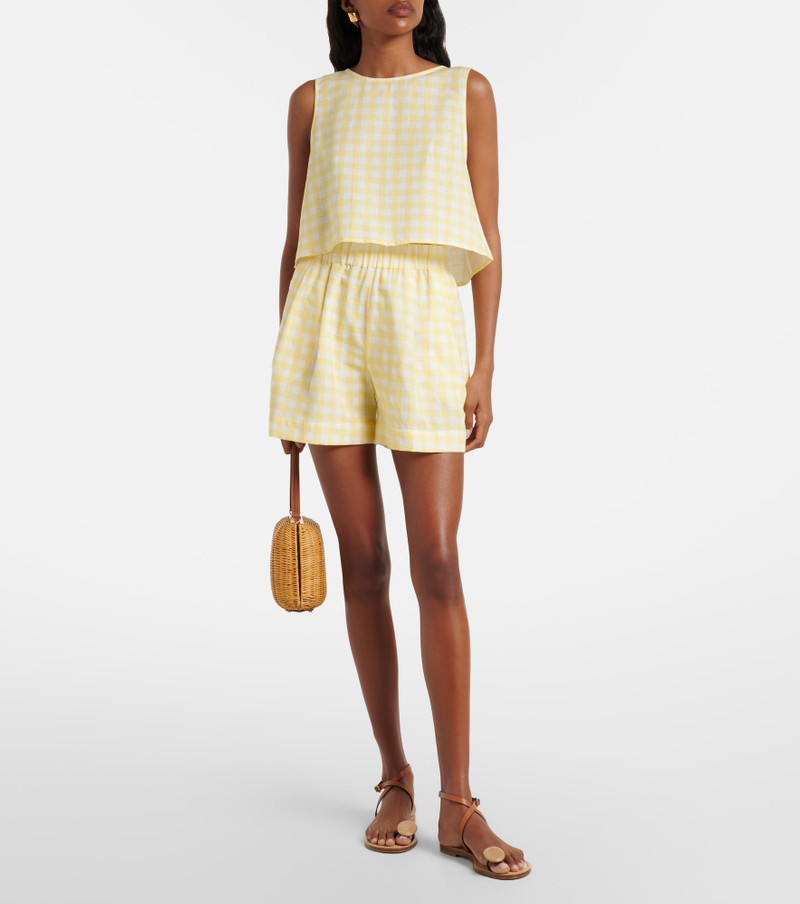 ASCENO Gingham linen and cotton shorts outlook