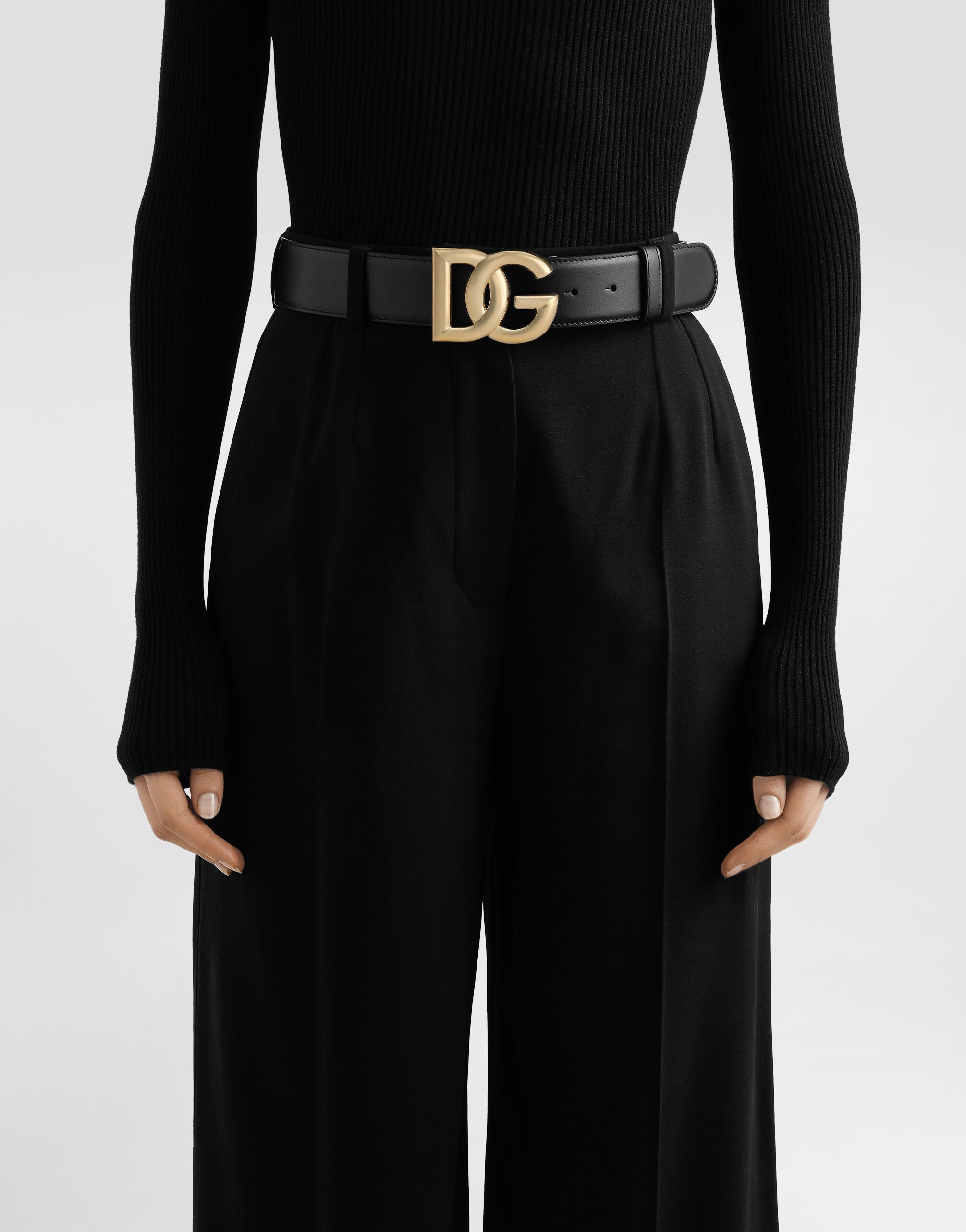 Calfskin belt with DG logo - 2