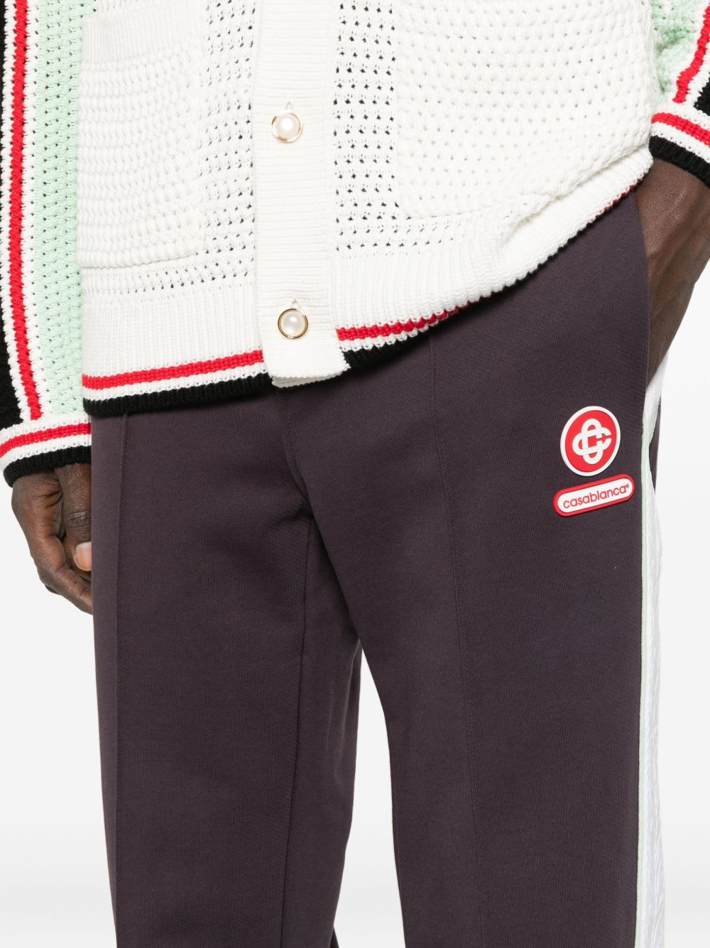 side-stripe cotton trousers - 5