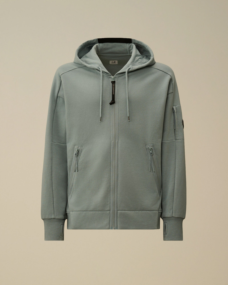 Diagonal Raised Fleece Zip Hooded Lens Sweatshirt 1