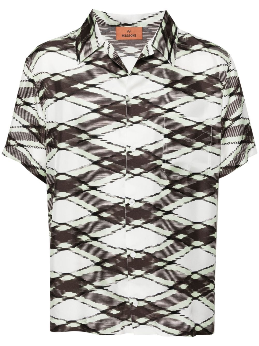 patterned silk short sleeve shirt - 1