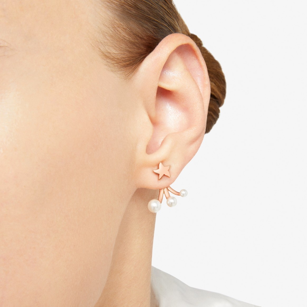 Rose Gold & Crystal Bead Star Earring - 3