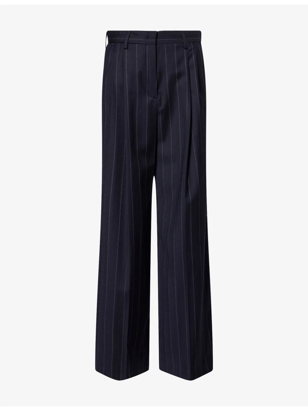 Wide-Leg Striped Wool Trousers - 1
