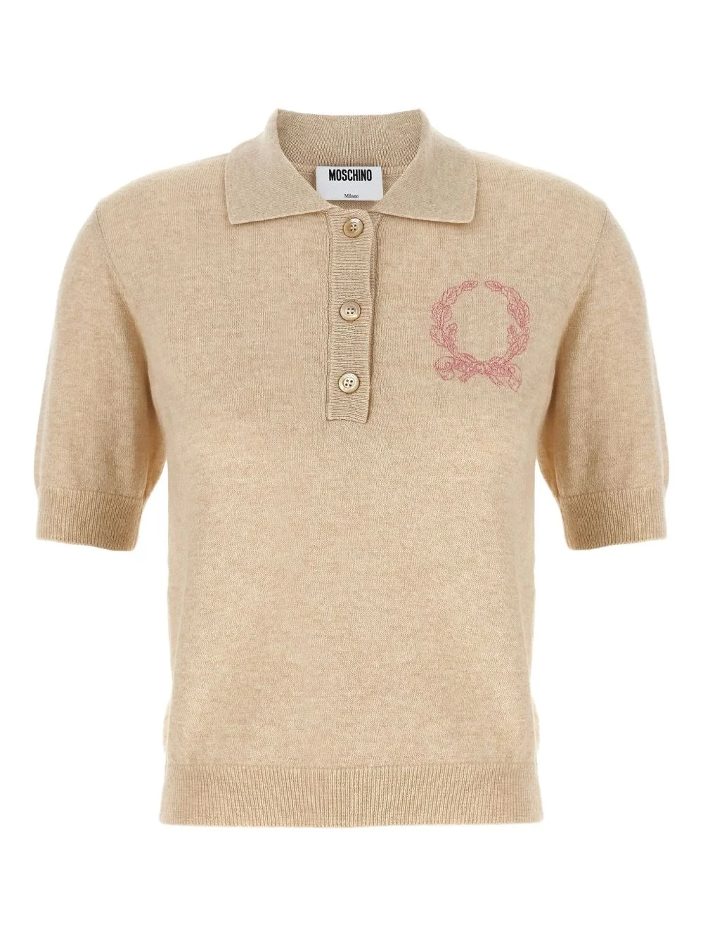 embroidered knited polo top - 1