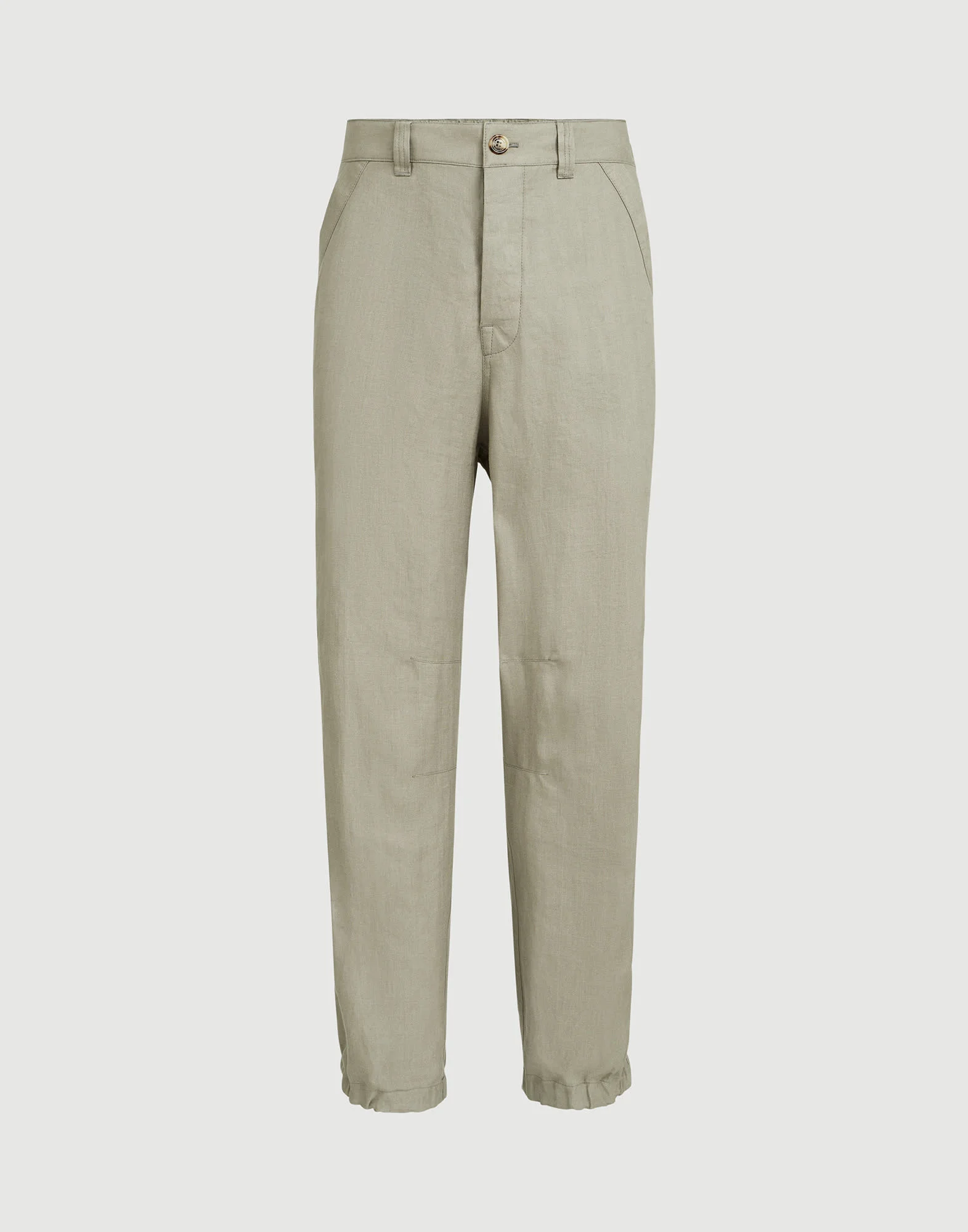 Linen micro chevron trousers with drawstrings - 1