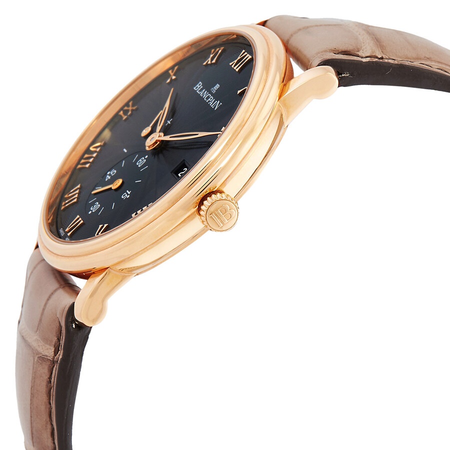 Blancpain Villeret Stamped Flinque Black Dial Automatic 18 Carat Rose Gold Watch 6606-3630-55B - 2