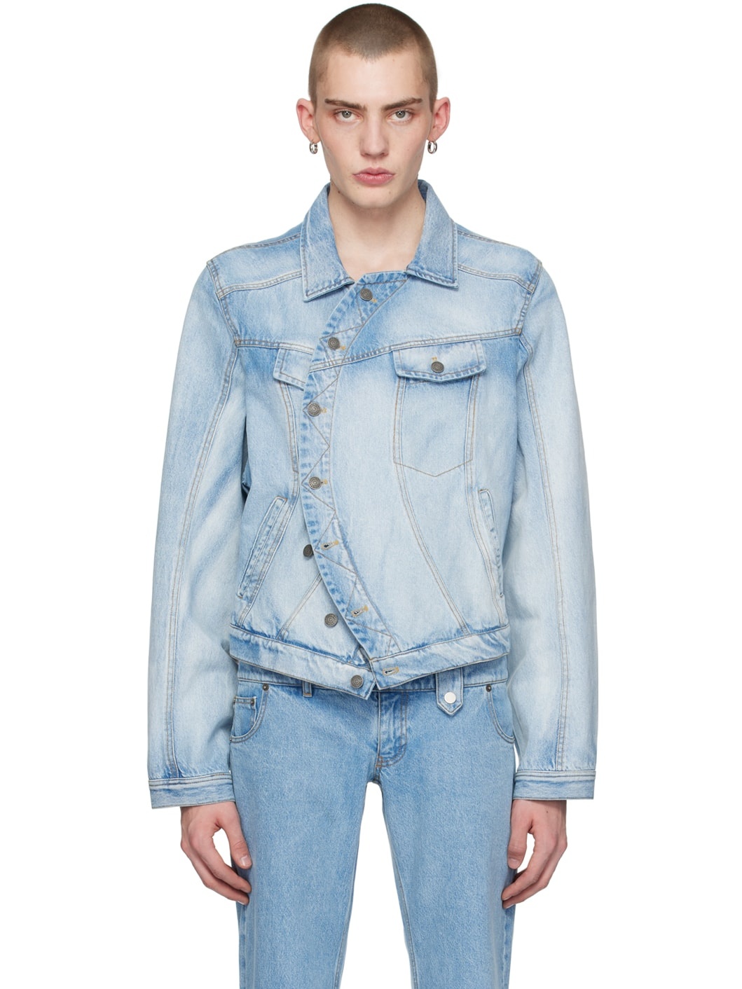 Blue Wrapped Denim Jacket - 1