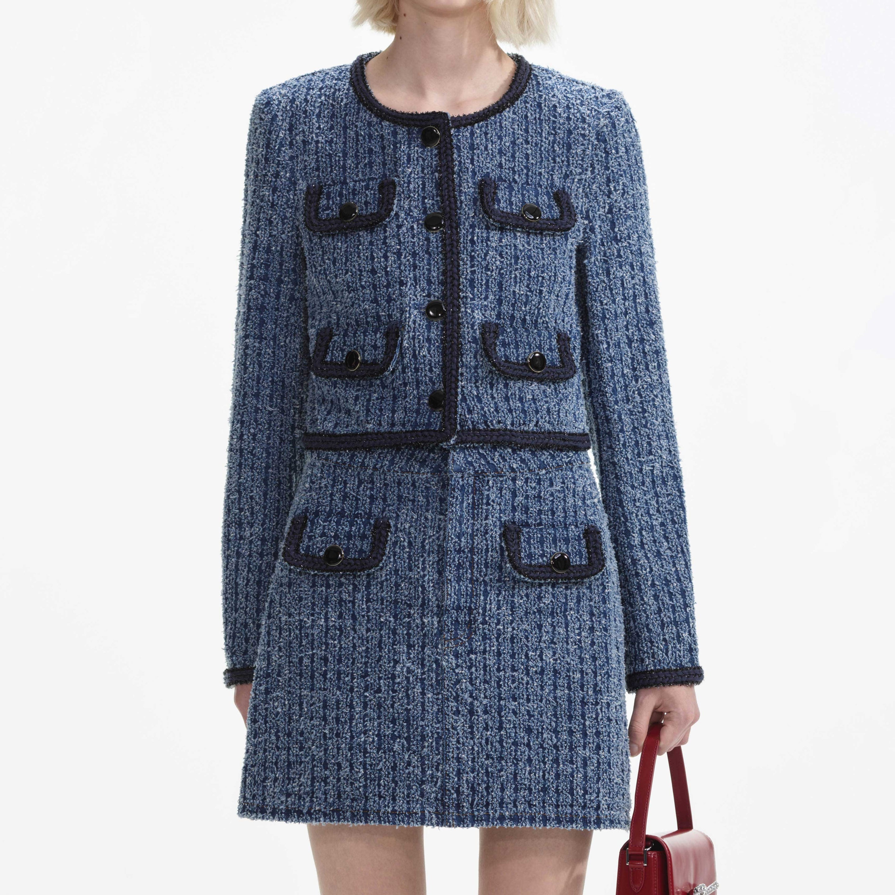 Textured Denim Jacket - 4