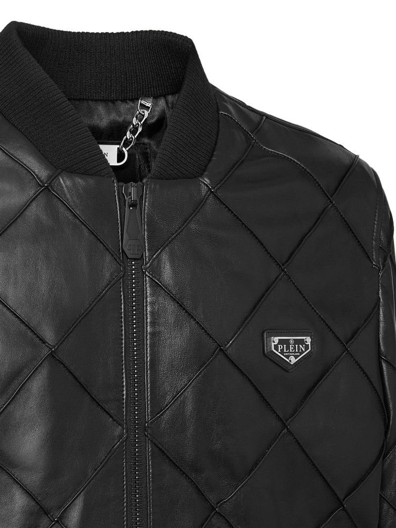 PHILIPP PLEIN quilted leather bomber jacket outlook