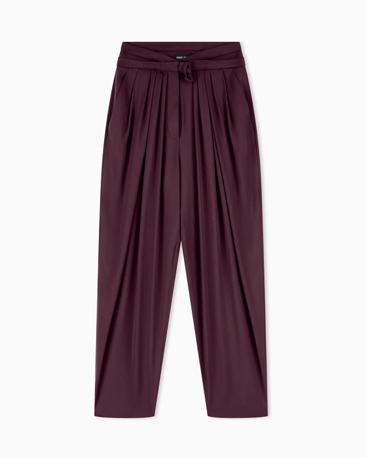 MULTI-PLEATED TROUSERS IN SILK SATIN WITH A WAISTBAND KNOT - 1