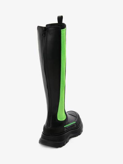 Alexander McQueen Women's Tread Slick Knee High Boot in Black/acid Green outlook
