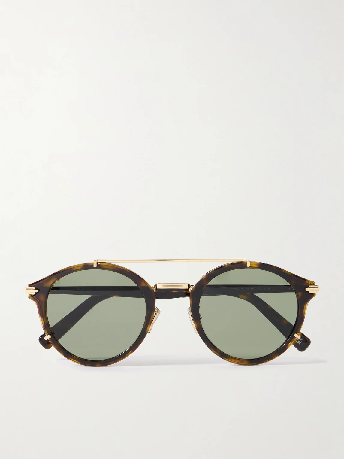 DiorBlackSuit R7U Double-Bridge Round-Frame Tortoiseshell Acetate and Gold-Tone Metal Sunglasses - 1