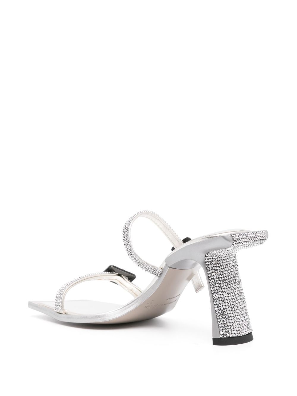 90mm rhinestoned leather mules - 3