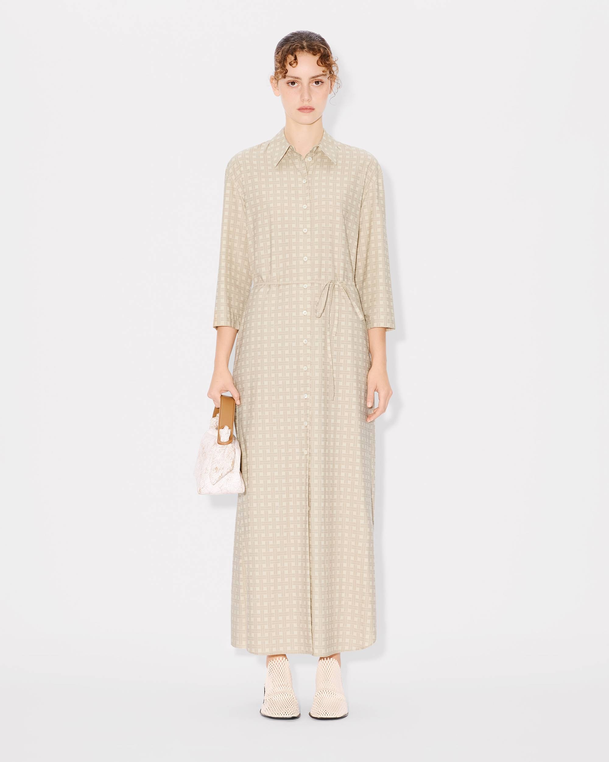 'KENZO Weave' long shirt dress in twill cotton viscose - 3