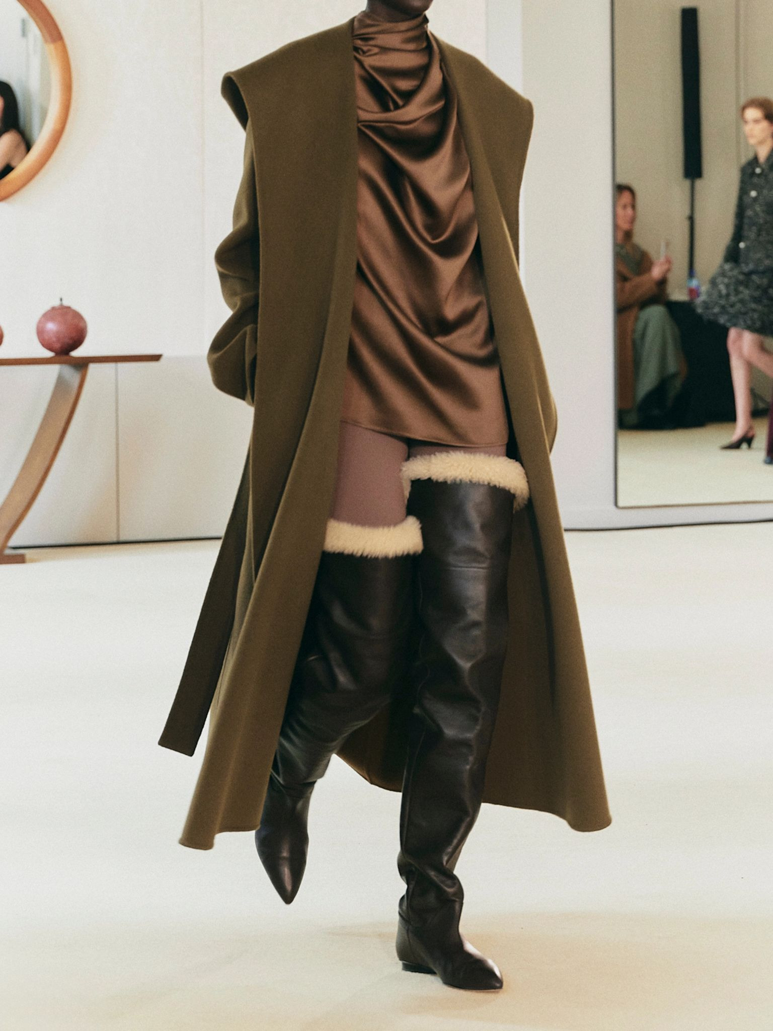 Cole hooded belted wool-blend felt coat Brown - 5