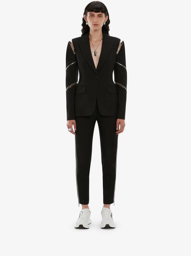 Alexander McQueen Wool Zip Trouser in Black outlook