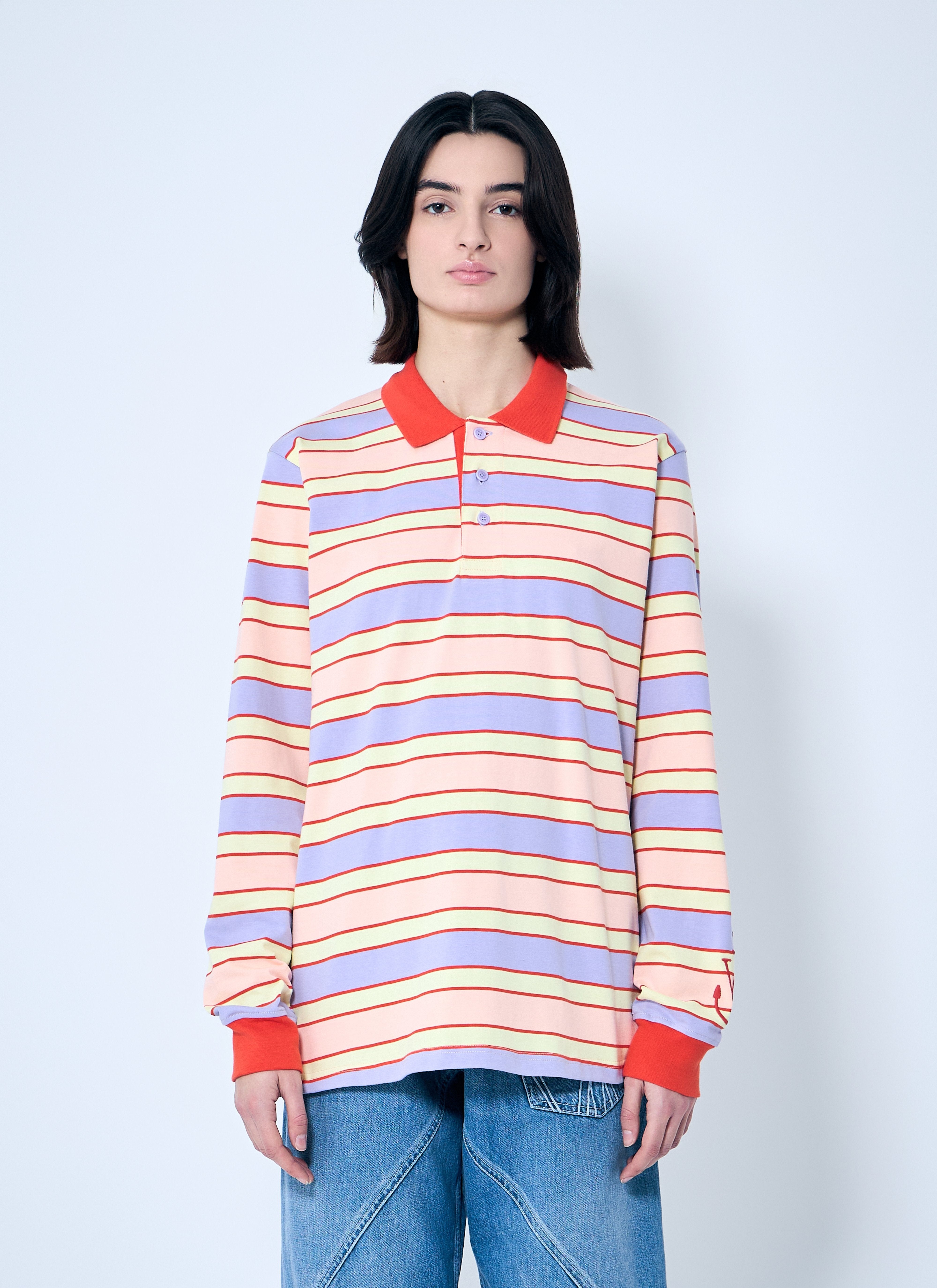 J.W. ANDERSON - Jw Anderson Women Striped Polo Shirt With Contrast Trims - 1