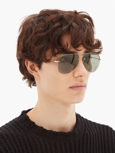 SAINT LAURENT Logo-plaque aviator metal sunglasses outlook