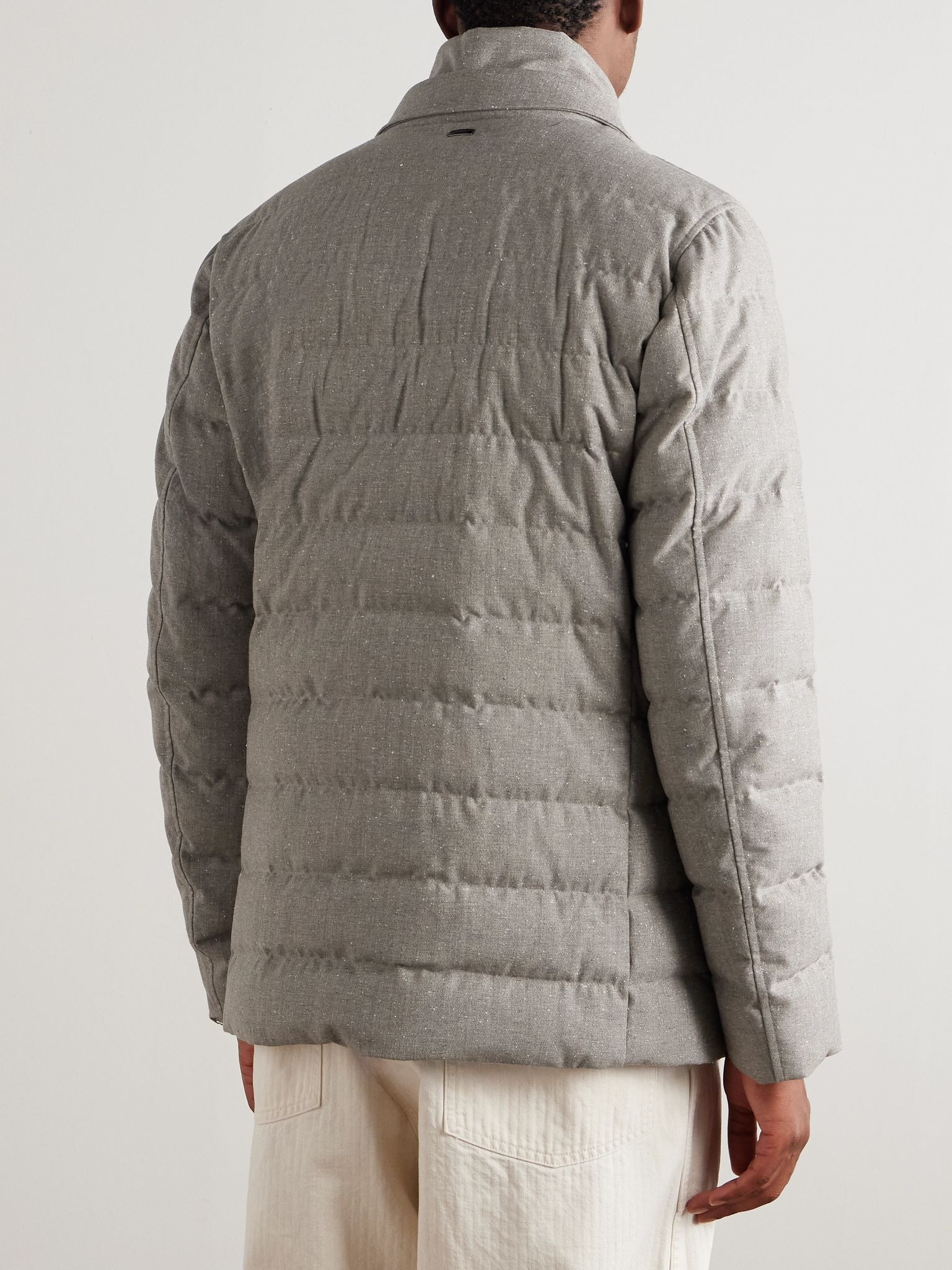 Convertible Quilted Wool-Blend Down Blazer Gray - 3