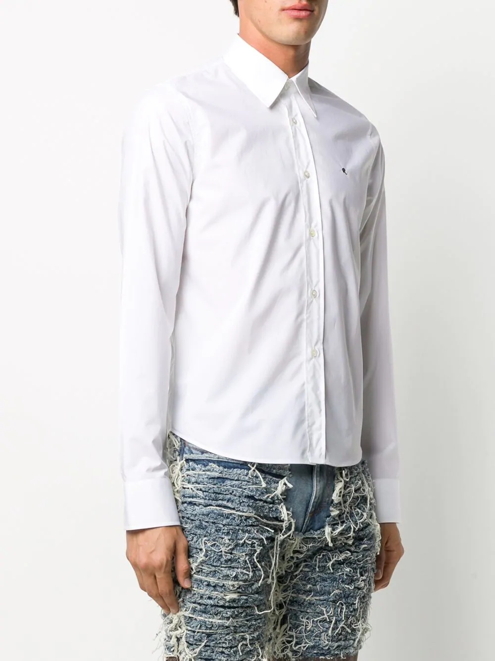 embroidered logo buttoned shirt - 3