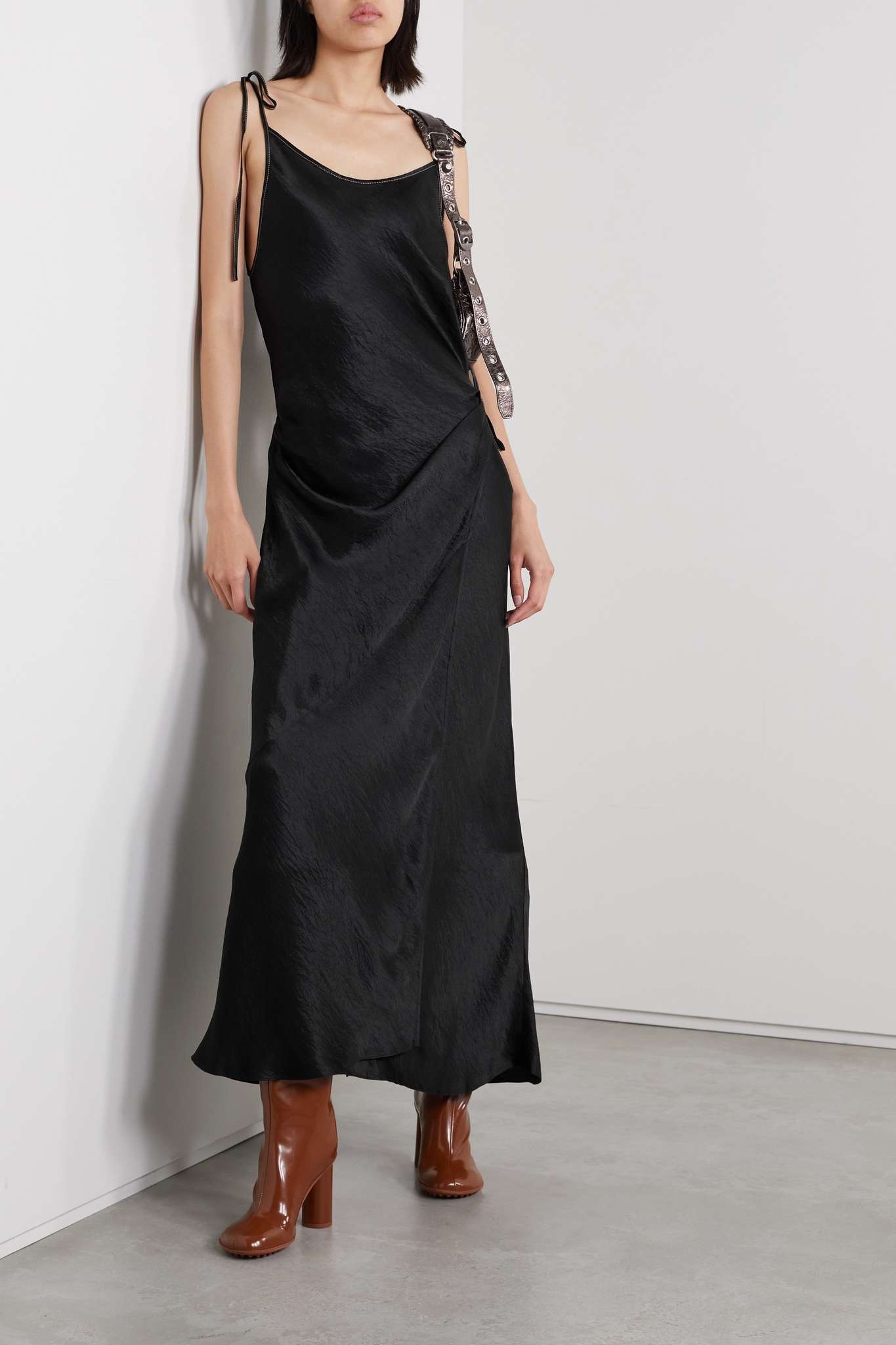 Acne Studios Hammered-satin wrap maxi dress netaporter REVERSIBLE