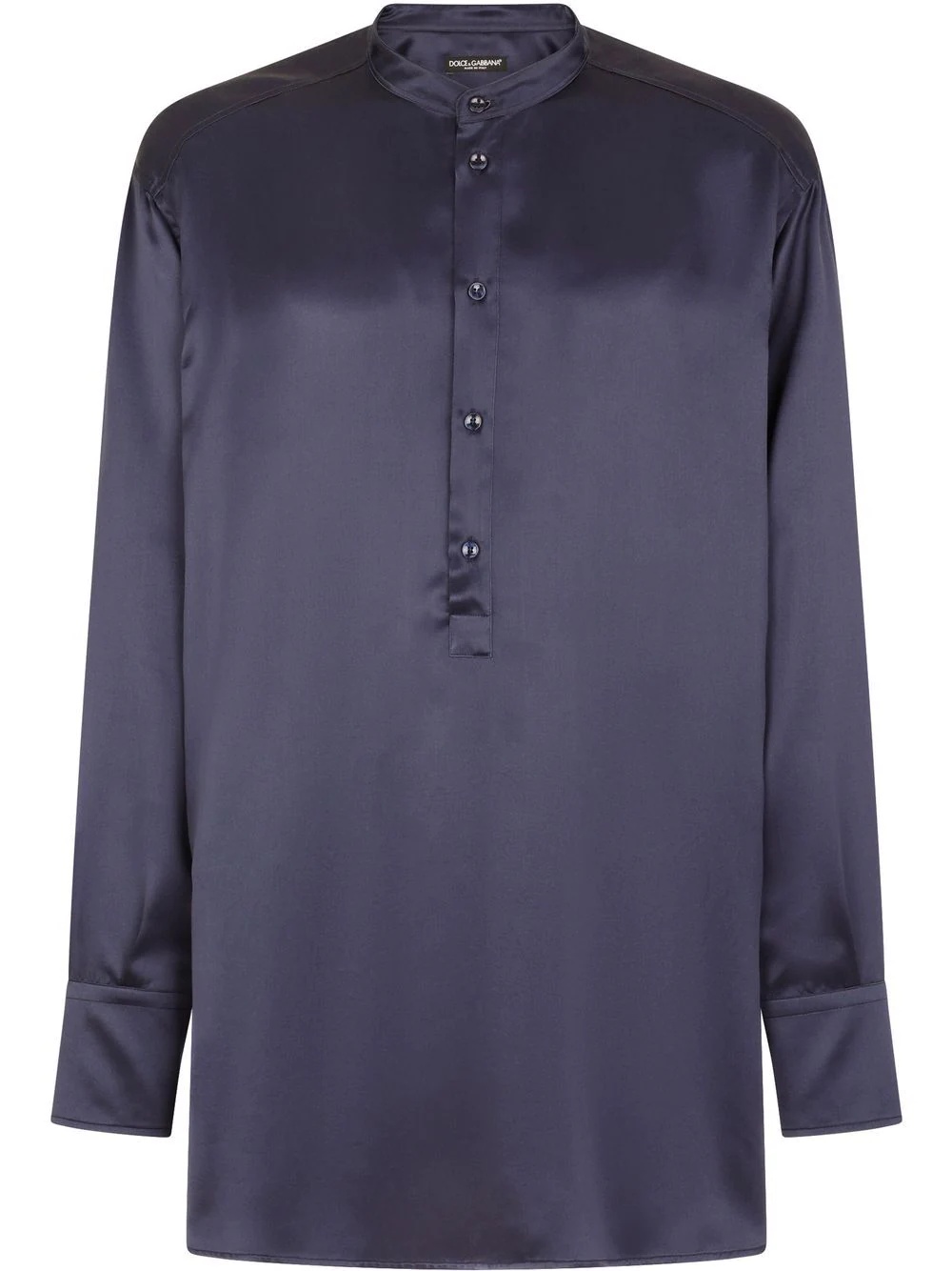 long-sleeve silk longline shirt - 1