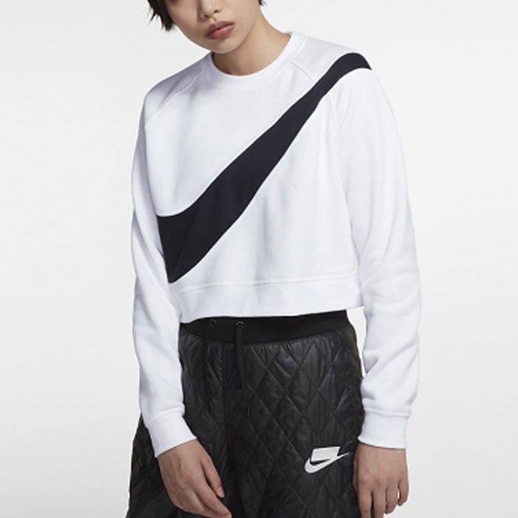 (WMNS) Nike Sportswear Swoosh Large Fleece Round Neck White BV3934-100 - 3