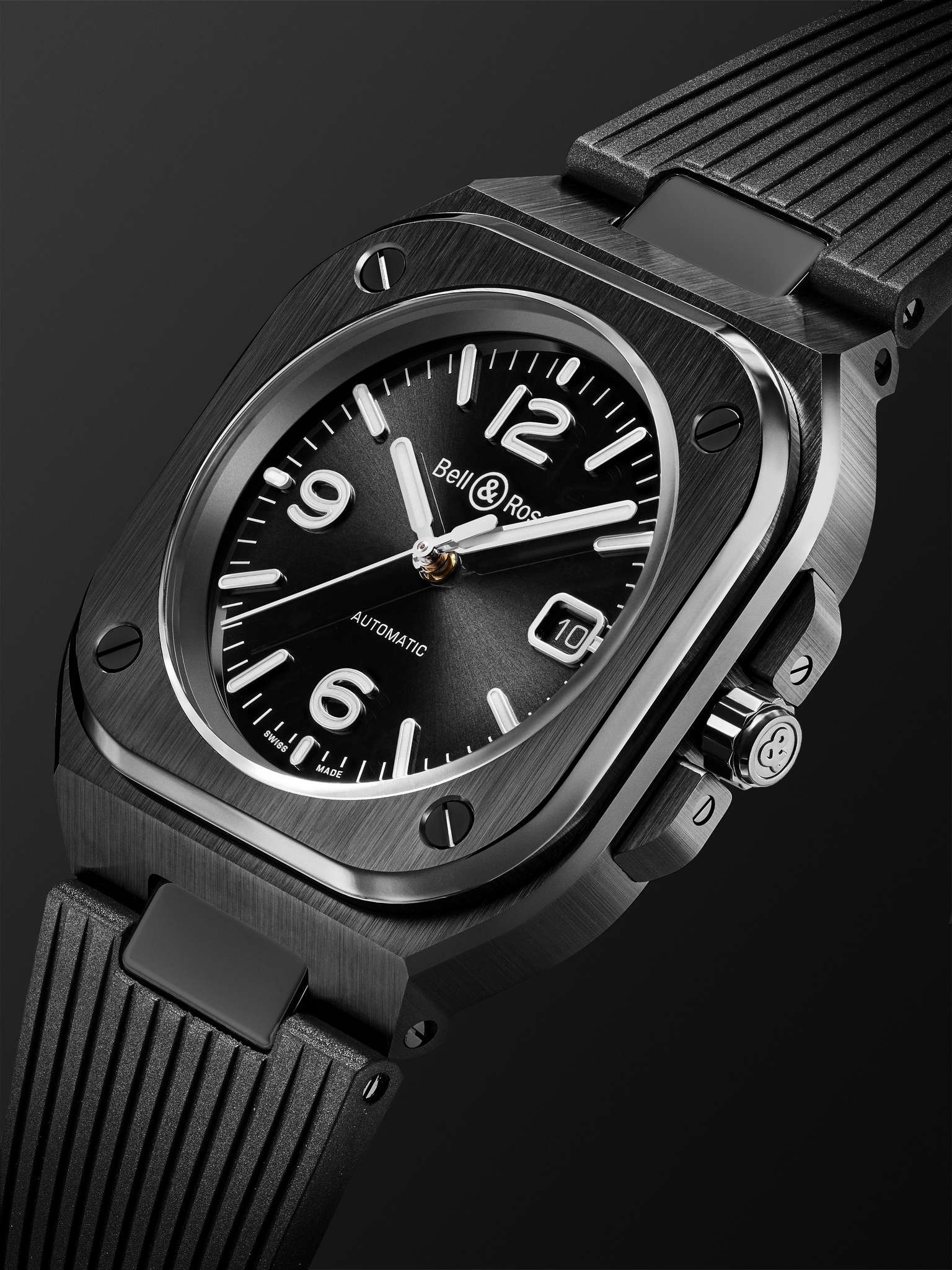BR 05 Automatic 40mm Stainless Steel and Rubber Watch, Ref. No. BR05A-BL-CE/SRB - 4