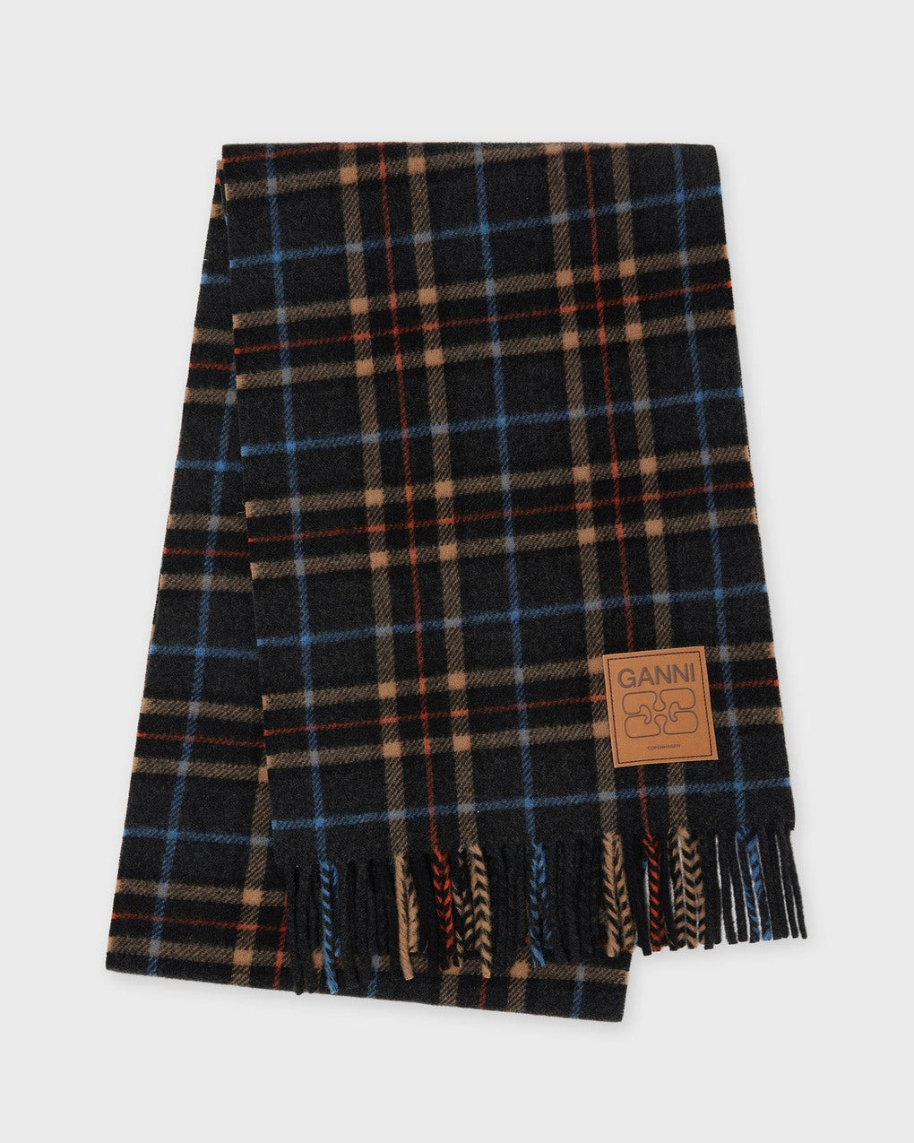 Scarf Double Face Wool Check  Charcoal ONESIZE - 2