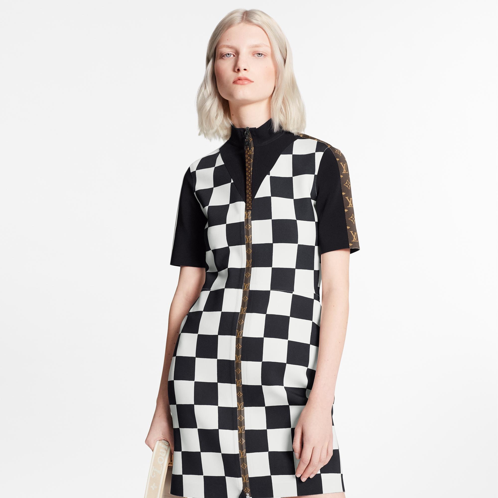 High-Neck Damier Dress In Technical Jersey - 3