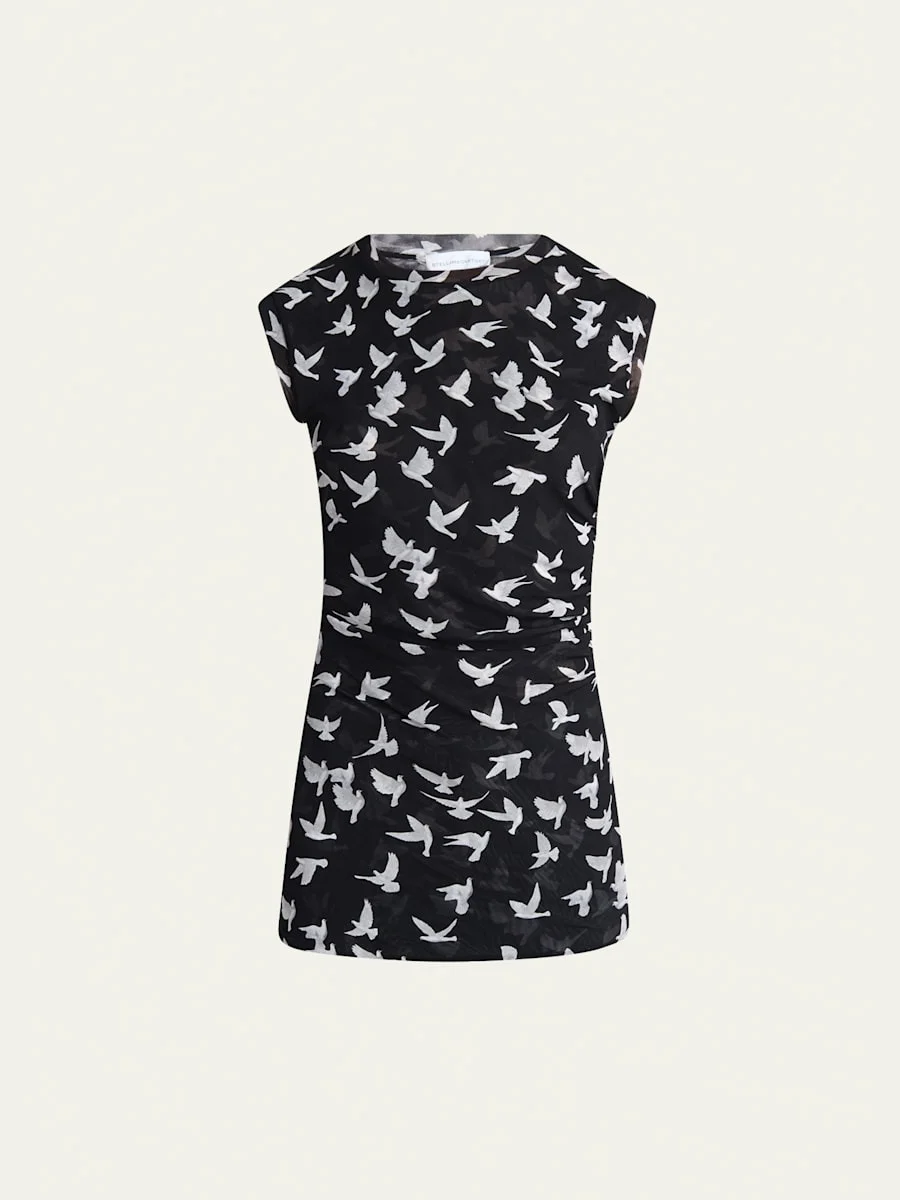 Mesh Flying Bird Haze Ruched Top - 1