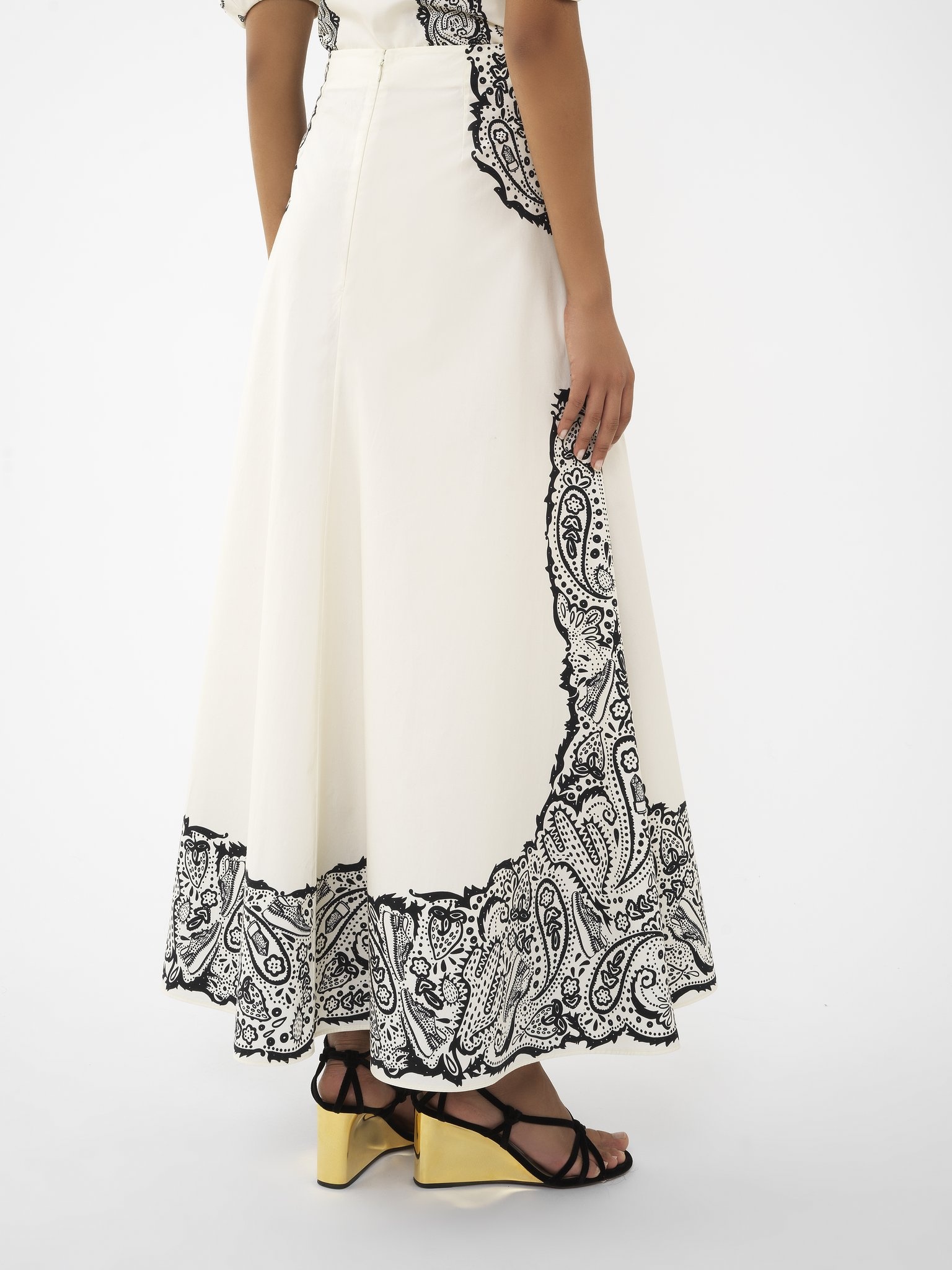 PRINTED FLARED MIDI SKIRT - 4