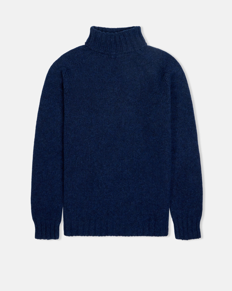 J. PRESS MADE-IN-SCOTLAND NAVY LAMBSWOOL TURTLENECK SWEATER outlook
