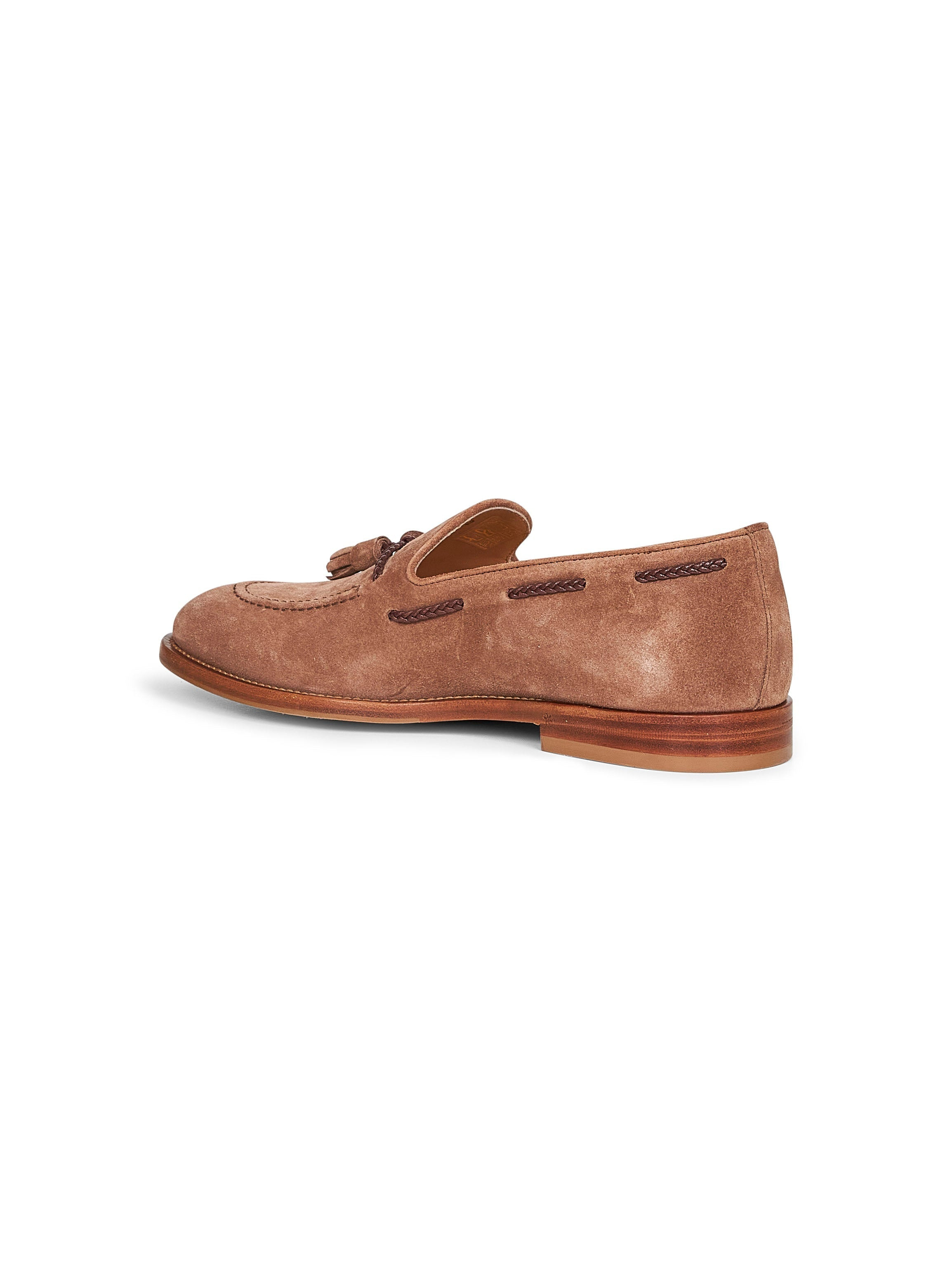Brunello Cucinelli Men Camel Suede Loafers With Tassels - 3