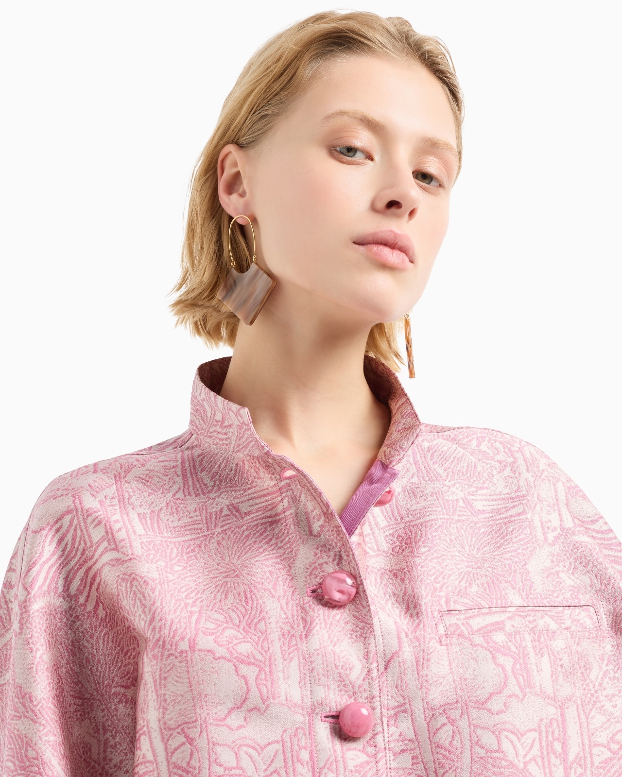 ALL-OVER JACQUARD JACKET WITH GURU COLLAR - 5