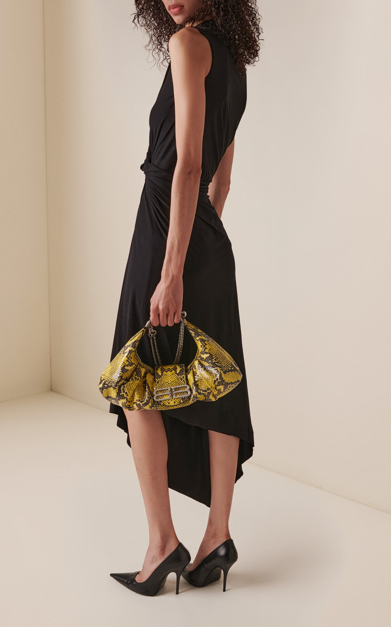 BALENCIAGA Pamela Embossed Python Leather Bag yellow outlook