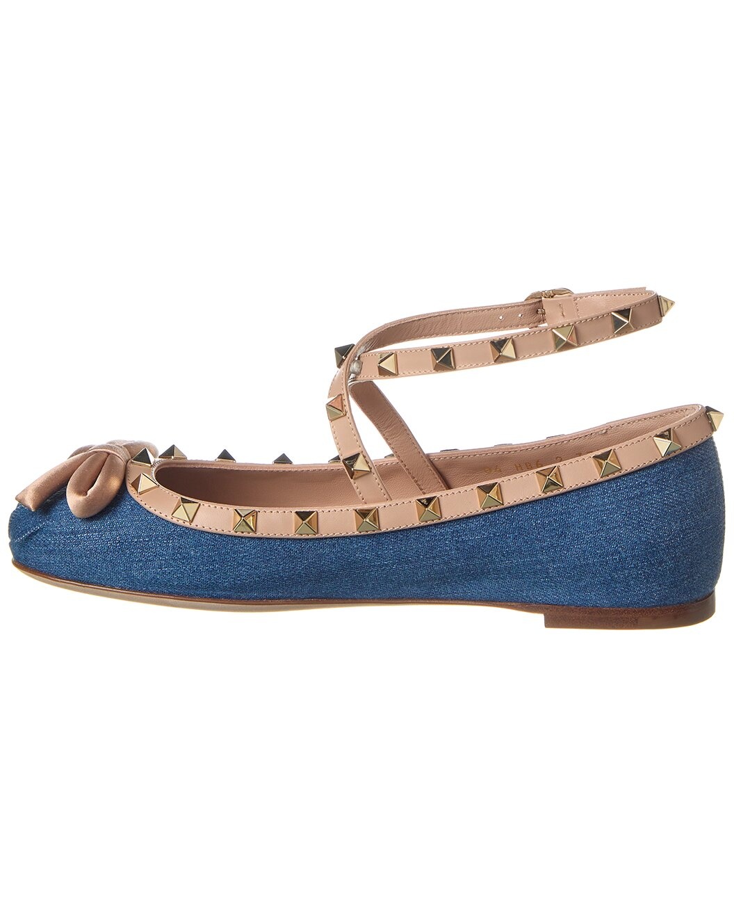 Valentino Rockstud Denim & Leather Ballerina Flat - 2